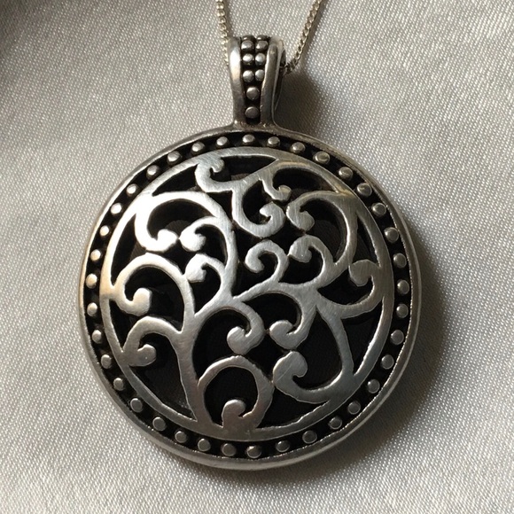 .925 Sterling Silver Scroll Pendant Necklace - Picture 4 of 7